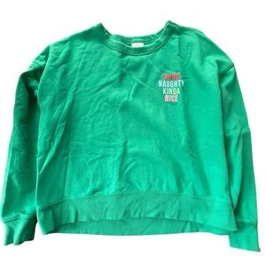 Green crewneck sweatshirt with "Naughty Nice" print #green #crewneck
-49
